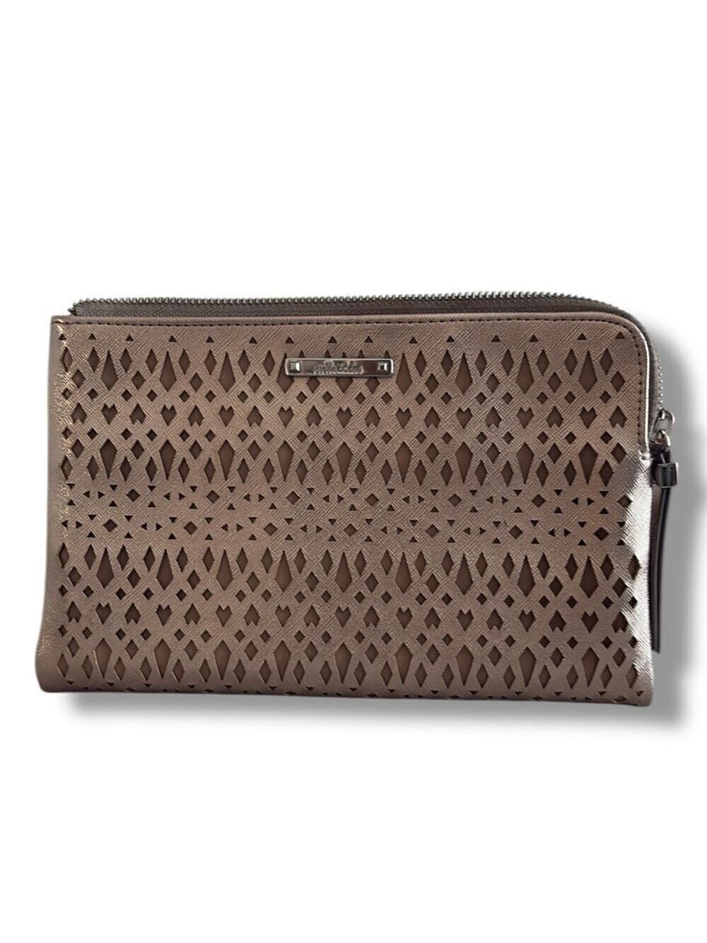Stella & Dot Clutch Laser Cut Out Gold Metallic